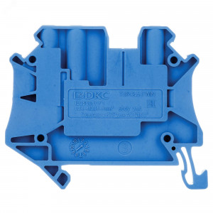 Клемма проходная, винтовой зажим, 3 точки подключения, 2.5 кв.мм, синяя TUR-2.5-TWIN-BU