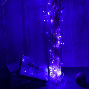 Гирлянда светодиодная на батарейках 3AA (не в/к) Роса 10м 100 светодиодов Фиолетовый свет ULD-S1000-100/SCB/3AA PURPLE IP20 DEW Провод медный UL-00007187