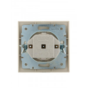 DERIY Розетка с/з с крышкой ПБТ крем 702-0303-123