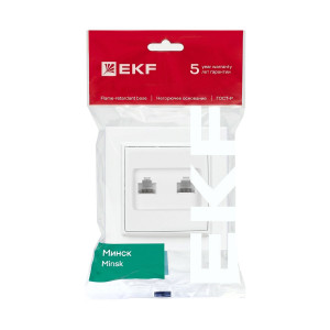 Розетка компьютерная + телефонная 2-м СП Минск RJ45 + Phone бел. Basic ERK00-135-10