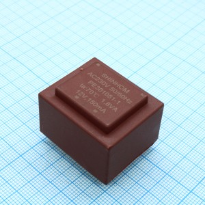 PE301051-1, Трансформатор питания 1.8ВА  230В 12В/150мА ta 70°C (EI 30/10.5) 22.5мм