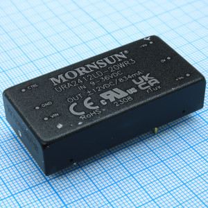 URA2412LD-20WR3, Преобразователь DC/DC на печатную плату вход 24В (9...36В) двуполярный выход ±12В ±834мА 20Вт изоляция 1500В