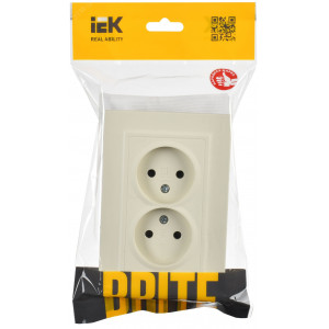 Розетка 2-м СП BRITE РС12-2-БрКр 10А в сборе без заземл. без защ. шторок беж. BR-R20-10-K10-F