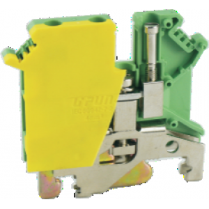 Заземляющая клемма UKHV-4/1X2JD, Заземляющая клемма, 3 точки подключения, тип фиксации провода: винтовой, номинальное сечение: 4 мм кв., ширина: 6,2 мм, цвет: желто-зеленый, тип монтажа: DIN35