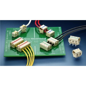 2-2106431-3, Осветительные коннекторы 3 Position 22 AWG SMT IDC Feed Thru