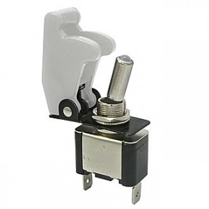 SAC-01 WHITE ASW-07D W-LED, Тумблер ON-OFF (3c) 25А 12В белая LED подсветка, с белым защитным колпачком SAC-01