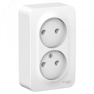 Розетка 2-м ОП Blanca 16А IP20 250В без заземл. без защ. шторок с металлич. пластиной бел. SE BLNRA000221