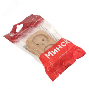 Розетка 2-местная ОП Минск 10А без заземления светлое дерево EGR10-102-30