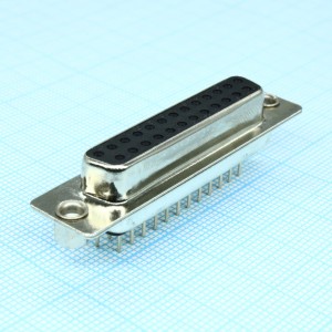 DS1034-25FBNSI26, Разъем D-Sub, розетка на плату 25 контактов вертикальный / чёрный