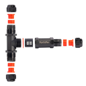 FFC-32/3Р-IP68, Кабельный коннектор ответвитель T-образный герметичный, 3 контакта сечение жил от 0.5 до 4мм2, внешний диаметр кабеля от 8 до 14мм, IP68