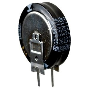 EECS5R5V105, Ионистор стандартный мини 5,5V, 1F, -25...+70°C, 1000h, 19x5.5mm, вертикального исполнения