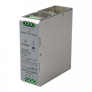 Блок питания ARV-DRP75-24 (24V, 3.15A, 75W) 040232, Источник напряжения с гальванической развязкой для светодиодных изделий. Входное напряжение 90-264 VAC. Выходные параметры: 24 В, 3.15 А, 75 Вт. Негерметичный металлический корпус IP 20 для установки на DIN-рейку 113 мм