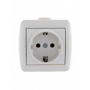 Розетка 1-м ОП Nata 16А IP20 с заземл. керамика бел. 710-0200-122