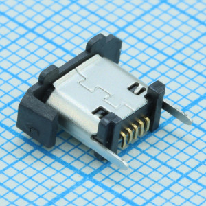 USB3140-30-0230-1-C, Разъем микро USB тип B 2 контакта питания /3 сигнальных контакта SMD 5 терминалов 2 порта лента на катушке