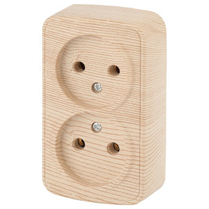 3-203-11 Розетка 2х2P, 16А-250В, IP20, ОУ, Polo, сосна (16/320/3840) Б0036109