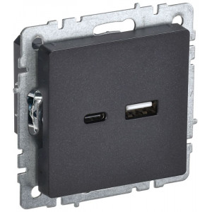 Розетка BRITE USB A+C 18Вт РЮ11-1-БрЧ черн. BR-U22-018-K02