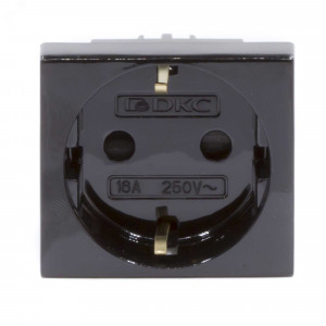 Розетка 1-м 2мод. Viva 16А IP20 2P+E с заземл. защ. шторки черн. 45205