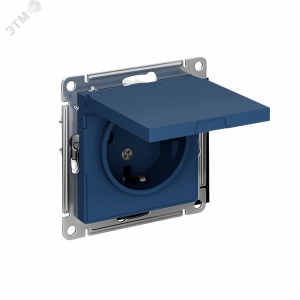 Розетка AtlasDesign 16А IP20 с заземл. защ. шторки с крышкой механизм аквамарин SE ATN001146