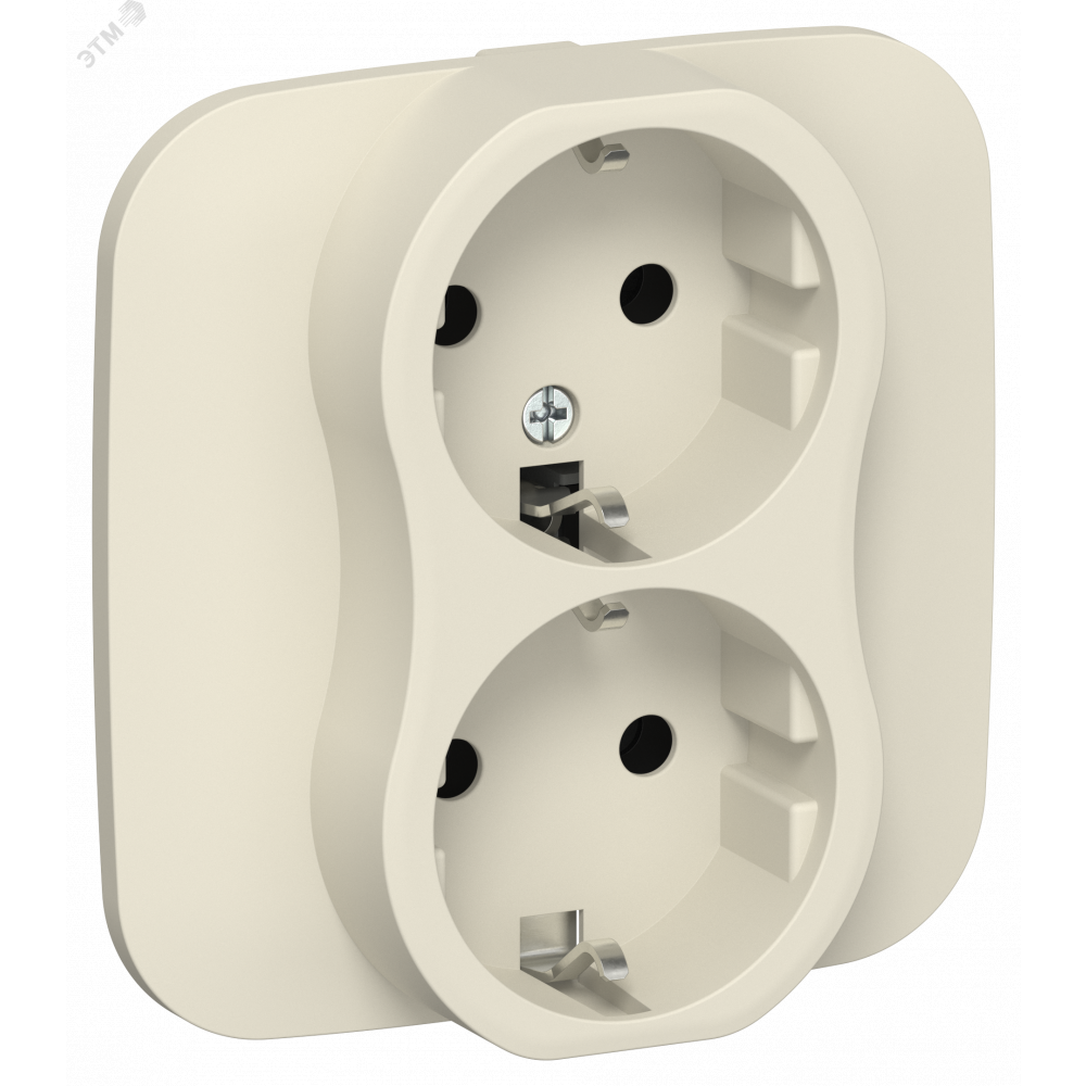 Изображение товара Розетка 2-местная с заземлением без защитных шторок 16А IEK РС12-1-А-ФлСл сливочная