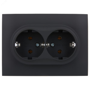 SKANDY Розетка 2-местная с заземлением без защитных шторок 16А в сборе SK-R08G графит IEK SK-R21-16-K53-F