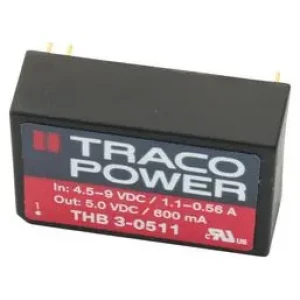 THB 3-2423, Преобразователь DC/DC на печатную плату вход 24В двуполярный выход ±15В 0.1A/-0.1A 3Вт 6-Pin DIP