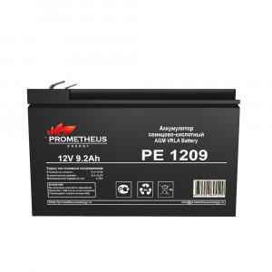 PE1209, Аккумулятор свинцово-кислотный 12V 9.2Ah, размер 151х64х94мм, плоская клемма 6.3мм, срок службы 6 лет