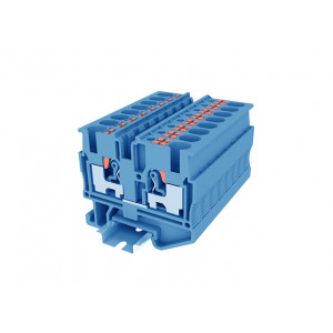 Проходная клемма TPM2.5-2-BU, Проходная клемма, тип фиксации провода: Push-in, номинальное сечение: 2,5 мм кв., 24A, 500V, ширина: 5,2 мм, цвет: синий, тип монтажа: DIN15