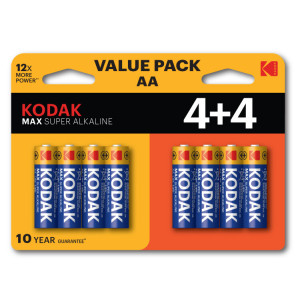 Батарейки Kodak LR6 4+4BL MAX SUPER Alkaline AA (кр. 8шт) [Б0057080]