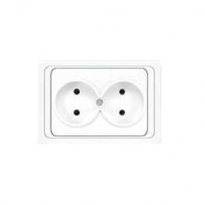 Розетка 2-м СП Валери 16А IP20 без заземл. бел. В0102