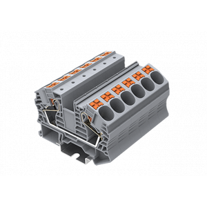 Проходная клемма TP16-2-GY, Проходная клемма, тип фиксации провода: Push-in, номинальное сечение: 16 мм кв., 76A, 1000V, ширина: 12,2 мм, цвет: серый, тип монтажа: DIN35