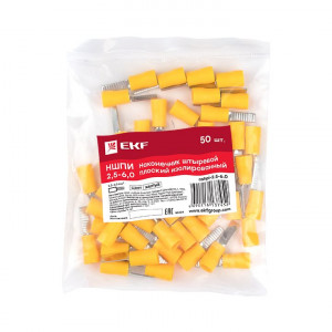 Наконечник штыревой плоский изолированный НШПИ 2.5-6.0 (уп 50шт) PROxima nshpi-2.5-6.0