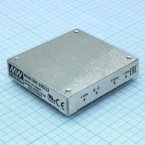 MHB100-24S12, Преобразователь DC/DC, 100Вт, вход 18…36В, выход 12В/8.3А, рег.выхода ±10%, КПД 87%, до 8300мкФ, On/Off, изоляция 1500В DC, в корпусе на плату, Half-Brick, 57.9х61x12.7мм, -40…+100°С