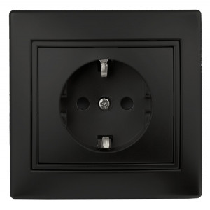 Розетка Plano 1-202-05 с заземлением 2P+E Schuko, 16А-250В, IP20, СУ, антрацит Б0053881
