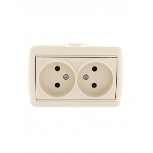 Розетка 2-м ОП Nata 16А IP20 без заземл. керамика крем. 710-0300-128