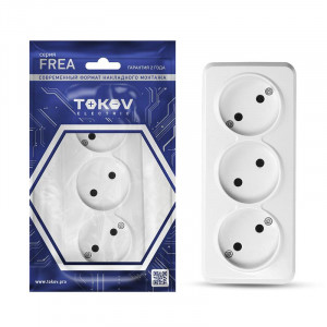 Розетка 3-м ОП Frea 16А IP20 250В без заземл. АБС-пластик бел. TKE-FR-R3-C01