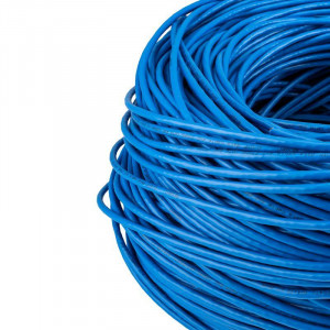 Кабель витая пара U/UTP, CAT 6, PVC, 23AWG, INDOOR, SOLID, синий, 305 м, внутренний без экрана, CAT6e, одножильный, 4x2x0,57мм 23AWG, бухта 305м