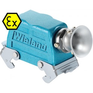 Крышка разъема Ex EX GOT GD24 M25 09IA Z3, Крышка разъема на кабель, типоразмер 24B, взрывозащита, без уплотнителя, 1 кабельный ввод M25x1,5, с разгрузкой на изгиб, IP54, с боковым расположением, с двумя защелками, материал корпуса: цинковый сплав