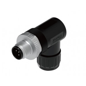 Вилочный разъем на кабель M12A03Z-MASRAUB, Вилочный разъем на кабель, 3 полюса, M12, угловой, вывод под пайку, A-Code, диаметр кабеля: 6,0-8,0 мм, 4А, 250V, корпус из пластика, резьбовое соединение: цинк, неэкранированный