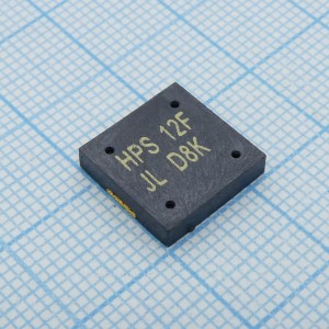 HPS12F, Пьезоизлучатель SMD, 3 В, 3 мА, 75 дБ, 4 кГц, 12x12х1.6 мм