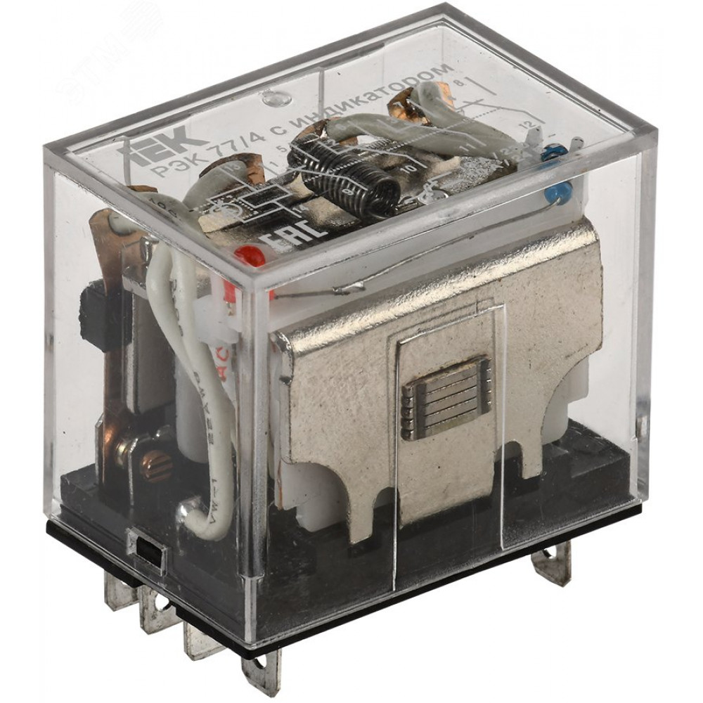 Изображение товара Реле РЭК77/4 LY4 с индикацией 10А 12В переменного тока IEK RRP10-4-10-012A-LED