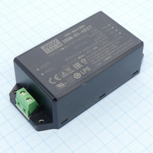 IRM-60-48ST, AC-DC, 60Вт, вход 85...264В AC 47...440 Гц, выход 48В/1.25А, изоляция 3000В AC, в корпусе на шасси, 109x52x33.5мм, -30...+70°C, винтовые зажимы