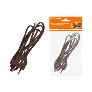 Шнур с плоской вилкой с вырезом ШУ04 ШВВП 2х0,75мм2 1,7 м. коричневый "ЭКО" SQ1305-0036