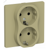 Изображение товара FLITE Розетка 2-местная с заземлением без защитных шторок безвинтовое крепление 16А в сборе РС12-1-К-ФлО оливковый IEK FI-R21C-16-1-K26