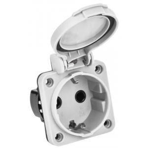 Розетка панельная MAGNUM 2P+PE 16А IP54 РП13-3 с защ. крышкой с заземл. сер. PSN71-016-3-2-54-K03