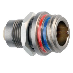 EGN.0M.303.XLM, Стандартный цилиндрический соединитель 3P FEMALE CRIMP BLUE FIXED RECEPTACLE