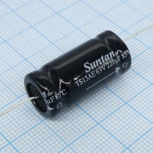 TS13AE1J221MSB000R, Электролитический конденсатор с аксиальными выводами 63В 220мкФ 13*22