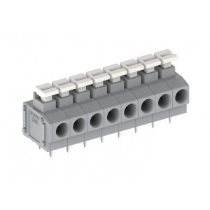 Клемма на плату 235204/010, Клемма, горизонтальный подвод кабеля, на плату, шаг: 5.0 мм, 4 полюса, фиксация провода Push-in, исполнение: два вывода на полюс, 320V, 17,5A, цвет: серый