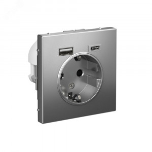 ARTGALLERY розетка 16А с 2 USB A+C, 5В/2,4А/3,0А, 2х5В/1,5А, механизм, сталь GAL000932