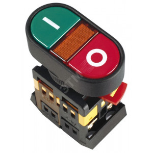 Кнопка APBB-22N "I-O" d22мм 1з+1р 240В неон BBD10-APBB-K51