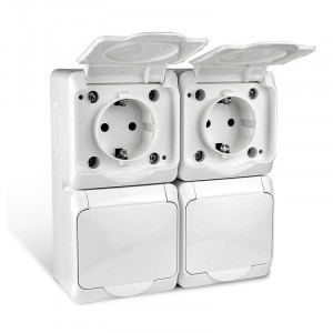 Розетка 4-м ОП Nix 16А IP54 250В с заземл. с крышкой бел. TKE-NX-R4Z-C01-IP54